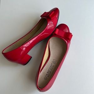 French Girl Red Ballet Flat Heels